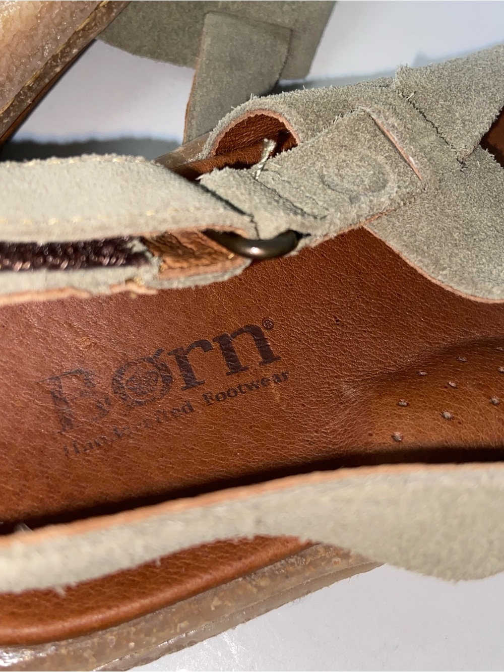 Born Sandals Womens Size 8 Leather Shoes Olive Green Boho Gorpcore Summer - Picture 11 of 11